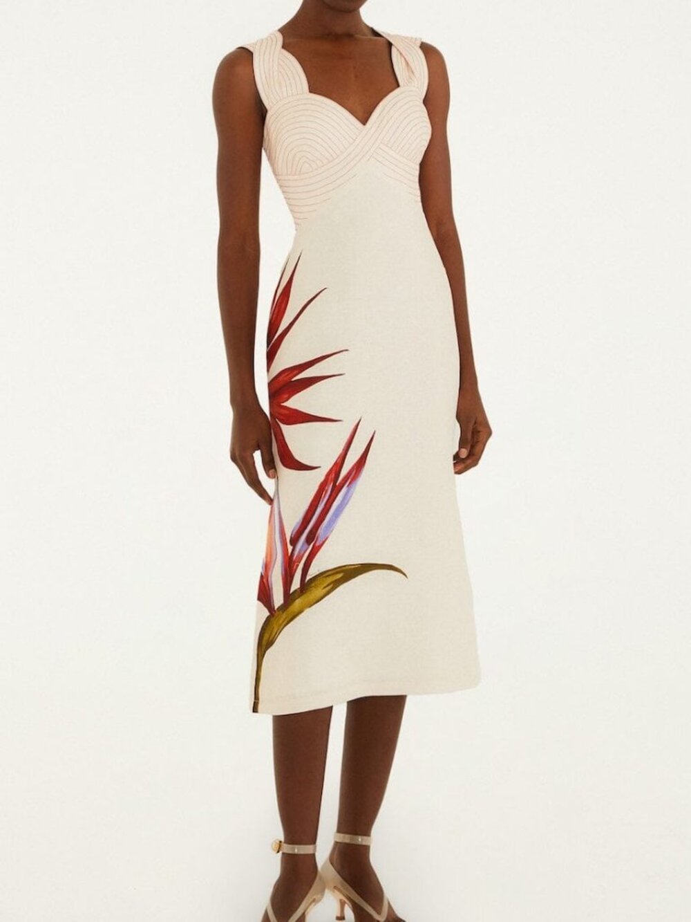 Farm Rio Sand Strelitzia Midi Dress - Picture 1 of 3